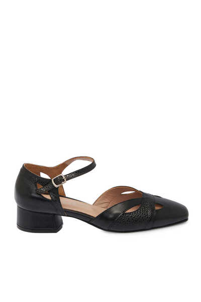 Tergan Siyah Hakiki Deri Kadın Topuklu Ayakkabı - K25Y1AY68091-A23