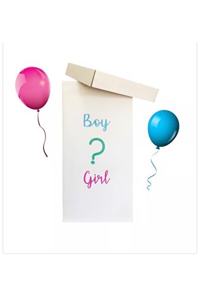 Çemrek Süs Parti Cinsiyet Kutusu Uçan Balon Kutusu Balon ve Rafya hediyeli