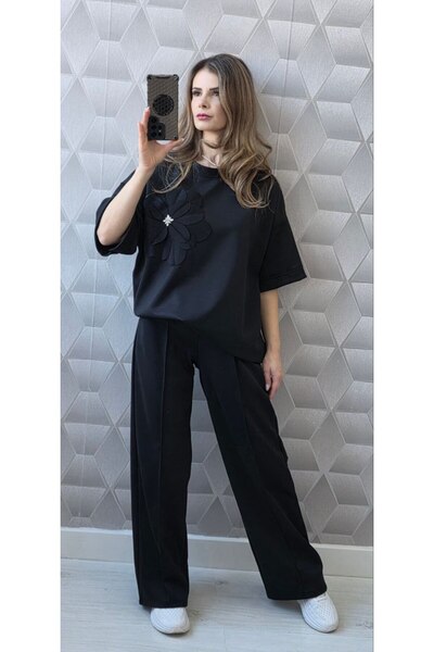 MAXORA SHOP Women's set with flower and decorative crystals