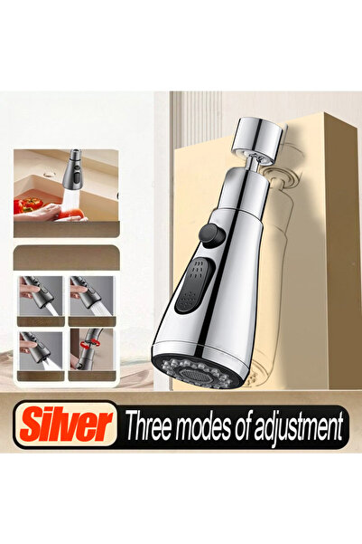 Choice6 silver 1pc Faucet Extender Metal Alloy,Three Modes,Head Water Saver H...