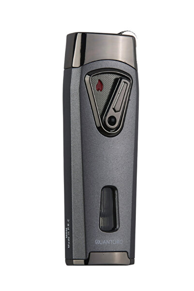 Quantoro Çift Torch Pürmüz Gunmetal-Gümüş Metal Puro Çakmağı