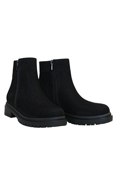 Platin Black Nubuck Double Zipper Women's Boots