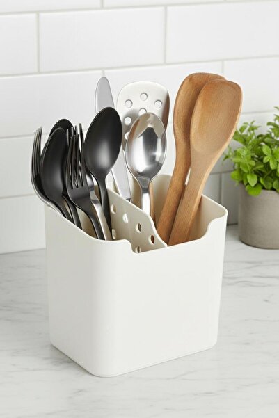 EWs Suport alb pentru tacâmuri cu 2 compartimente și organizator funcțional p...