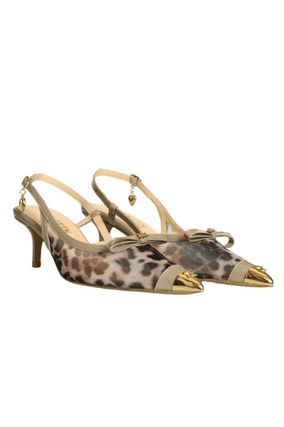 Platin Mink Leopard Women Heeled Shoes