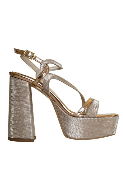 Platin Rose Banded Platform Women's Evening Dress Shoes