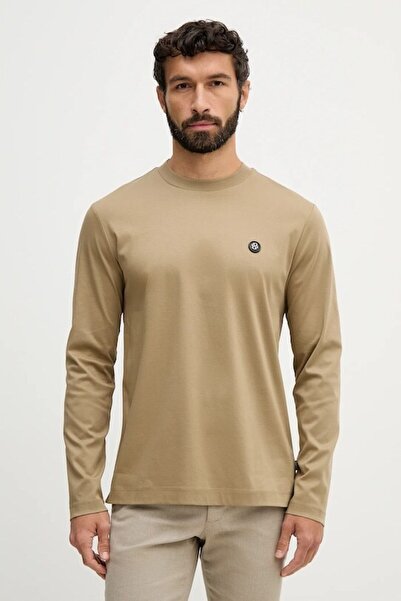 BOSS سويت شيرت رجالي ذو مقاس عادي 100% قطن لو لو جلوجو مطبوع بأكمام طويلة كاك...