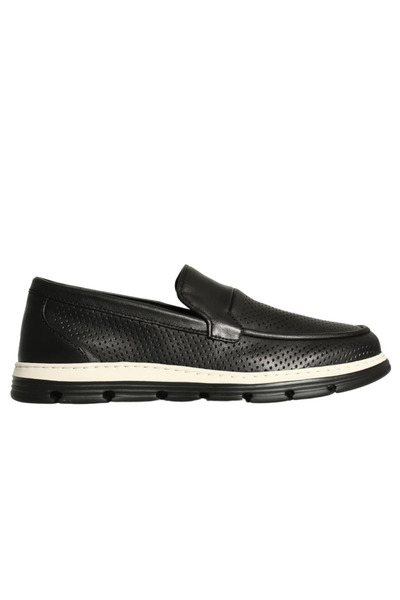 Platin Black Leather Men's Loafer