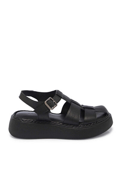 Tergan Siyah Hakiki Deri Kadın Sandalet - K25Y1SN67983-A23