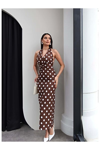 ESRAHELVACI cu buline Rochie cu model și curea la gât