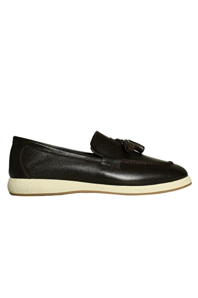 Platin Brown Leather Tassel Loafer