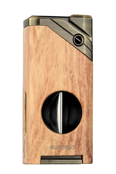 Quantoro Tek Torch Pürmüz V-Cut Ahşap Desenli Metal Puro Çakmağı