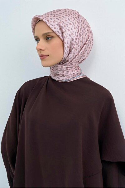 Armine Sura Silk Scarf Pink Monogram Pattern