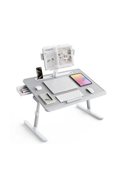 Bix Saiji K10 XXL Katlanabilir Laptop Masası Kitap Standlı PVC Deri 5 Kademel...