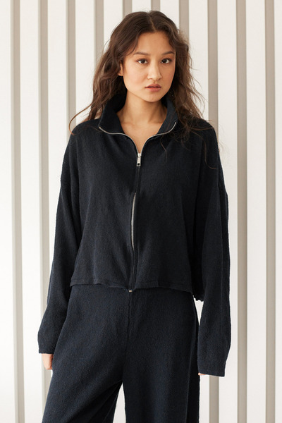 Nisan Zippered Knitwear Cardigan