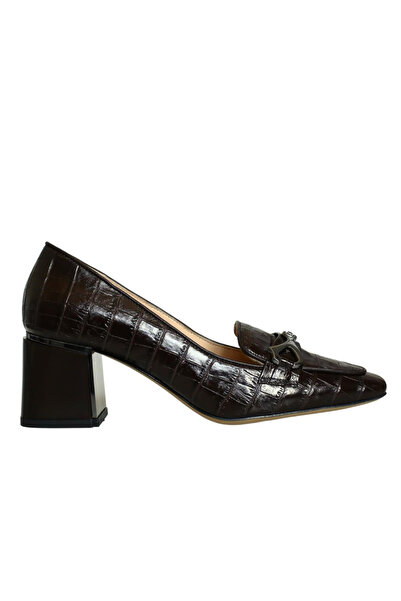 Platin Coffee crocodile Leather women Heeled Shoes