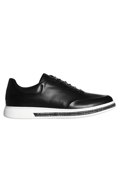 Platin Black Leather Men's Casual Shoes