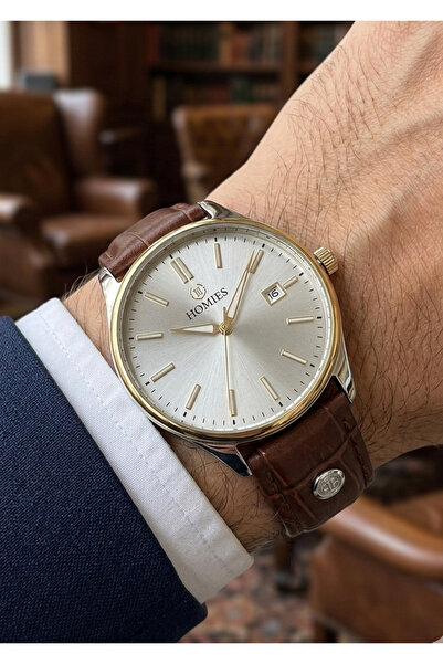 Homies Men's Brown Leather Cord Calendar Wristwatch with 2-Year Warranty