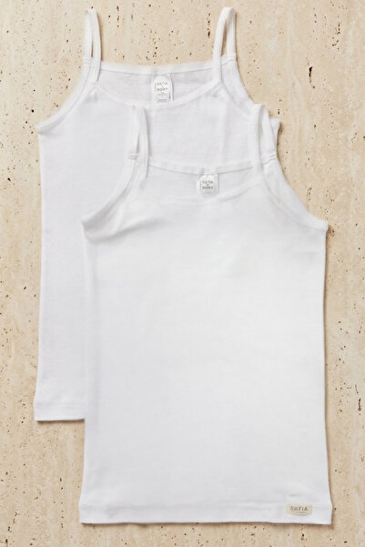 Katia&Bony Набір із 2 базових ребристих білих дитячих безрукавок