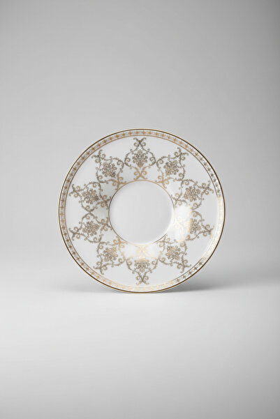 İpek Porselen 6 Kişilik Yaldızlı Kar Tanesi Desen Çay Tabağı 12cm