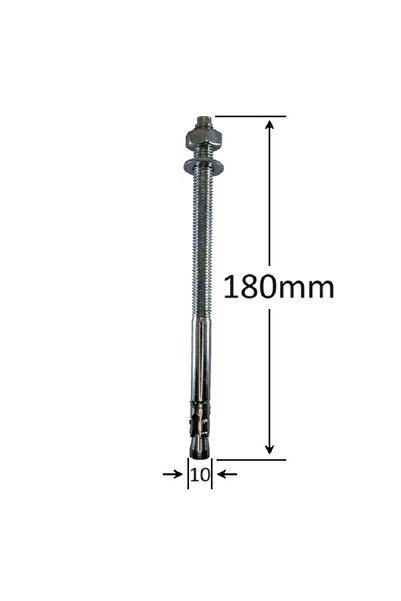 Gray Square Conexpand Anchor With Cylindrical Pin And Clamp M10x180 - 15 pcs/box