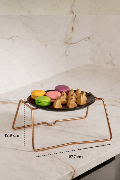 Edora Home Rose Yuvarlak Servis Standı,İkramlık,Sunumluk Siyah Pleksili Metal...
