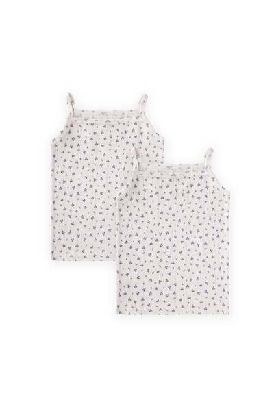 Cigit Girls' Undershirt with Double Rope Straps, 2-11 Years Old, Off-White, N...