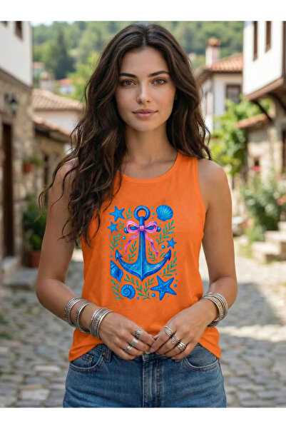 SUNFREE DENİZ KABÜŞU ÇAPA B cu imprimeu Tricou de vară pentru femei, fără mân...