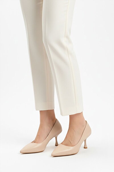 Aspor Beige Suede Women's Heeled Shoes