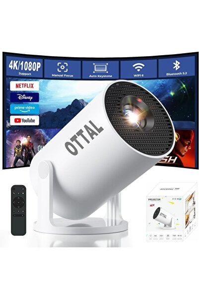 OTTAL Upgraded HY300 Pro+ Mini Projector WiFi Bluetooth 4K Supported Smart Po...