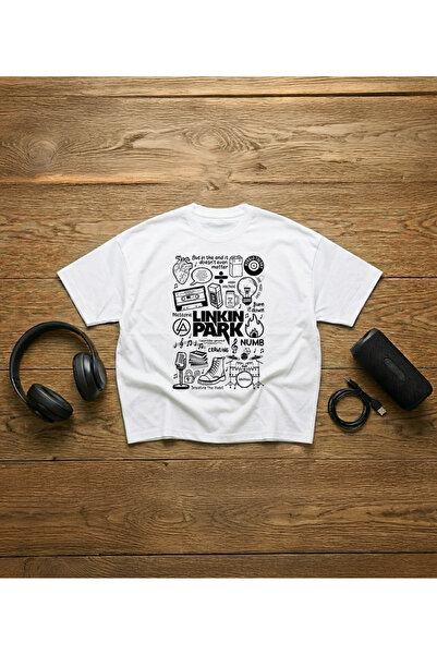STİL-X Linkin Park Baskılı Unisex %100 Pamuklu Oversize T-shirt