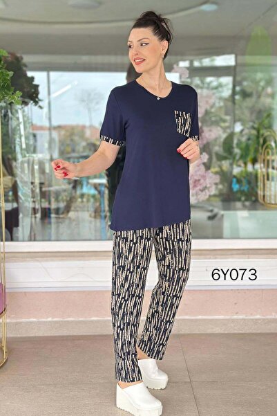 İnce Topuk V-Neck Patterned Viscose Set 6Y073