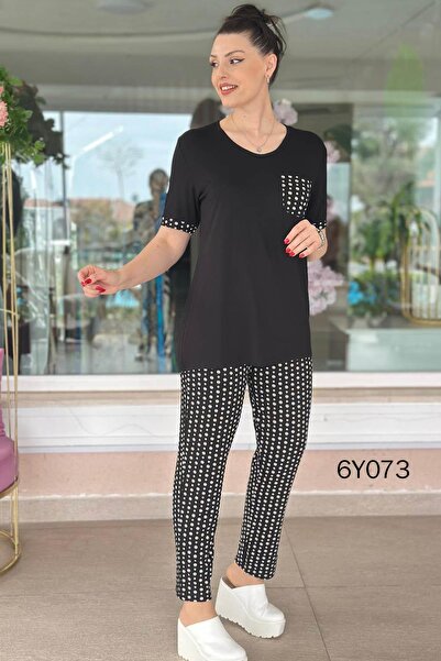İnce Topuk V-Neck Patterned Viscose Set 6Y073