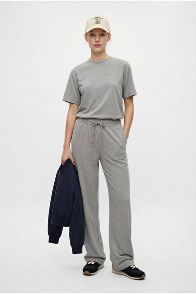 Ritnice Women's Elix Modal Touch Crew Neck Elastic Waist Pocketed Gray Melang...