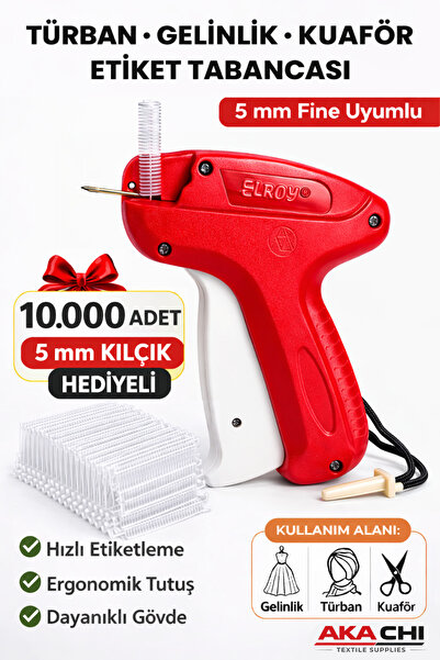 AKA CHI Türban Gelinlik Kuaför Tasarım Kılçık Etiket Tabancası – 5 mm Fine 10...