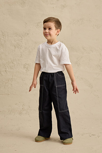 Fahhar Kids Pantaloni lungi din pânză cu buzunare Bleumarin