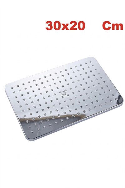 banyonatural 30x20 cm Dikdörtgen Krom Tepe Duş Başlığı - Kireç Kırıcılı, 360°...