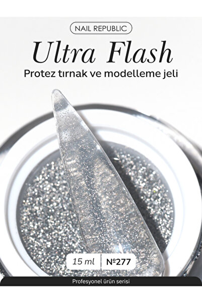 Nail Republic Tırnak Yapılandırma Jeli Ultra Flash 277 (15 ml) – Gümüş Glitte...