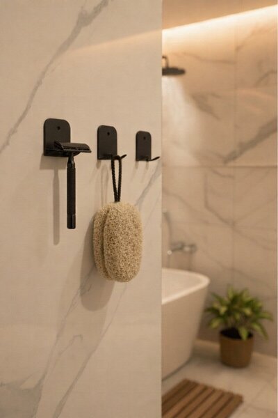 ARNESE HOME 3’lü Yapışkanlı Metal Jilet ve Lif Askısı – Delmeden Montaj Banyo...