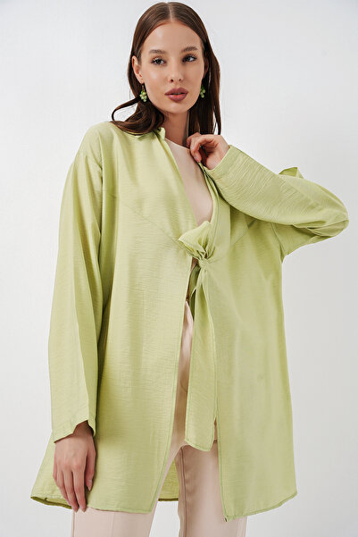 Bigdart Жіноче кімоно вільного крою зі шнурівкою 5981 - світло-зелене