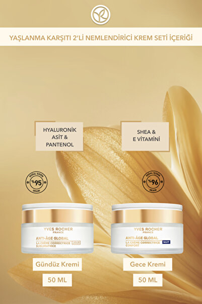 Yves Rocher Yaşlanma Karşıt 2'li Nemlendirici Krem Seti- Gündüz Kremi 50 ml & Gece Kremi 50 ml