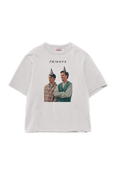 Unisex %100 Organik Pamuk Relaxed Fit Bisiklet Yakalı Baskılı Beyaz T-shirt