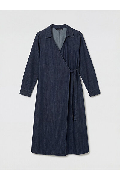 LC Waikiki Özmarka Νέα Σεζόν διπλό πέτο Φόρεμα Τζιν με Γιακά