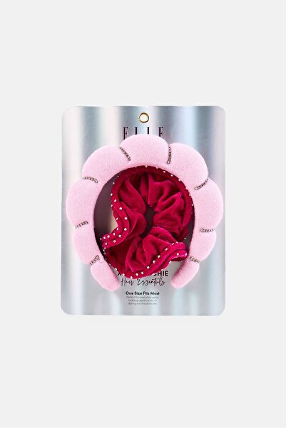 ELLE Women 2 Pieces Metallic Headband With Scruchie Set, Multicolor