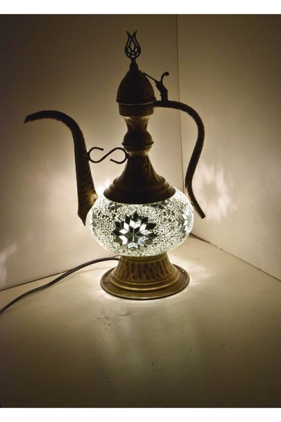 ela777 Mosaic Table Lamp Decorative Wrought Jug Lampshade Authentic Desktop Lighting White