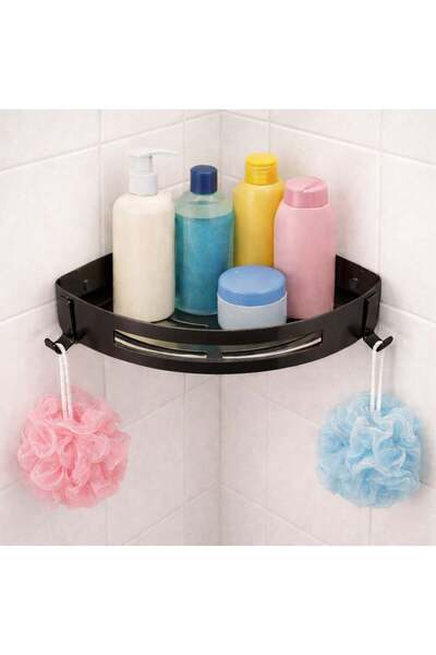 Fause Banyo Köşe Rafı 304 Paslanmaz Çelik Şampuanlık 23x23 cm Siyah KBK100-B