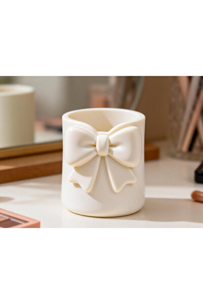 DU&ER Bow Detail Makeup Brush Holder – Desktop Cosmetic Organizer