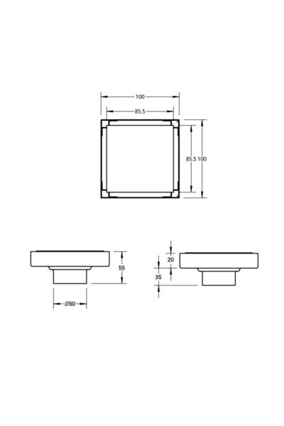 Fause Komple Çelik Seramik Uyumlu Ankastre Yer Süzgeci 10x10 cm Mat Altın KSZ101-BG