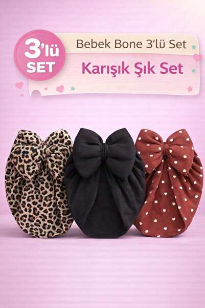 Merve Nayir Newborn (0-12 Months) Baby Girl Double Layered Bowknot Bonnet/ Co...