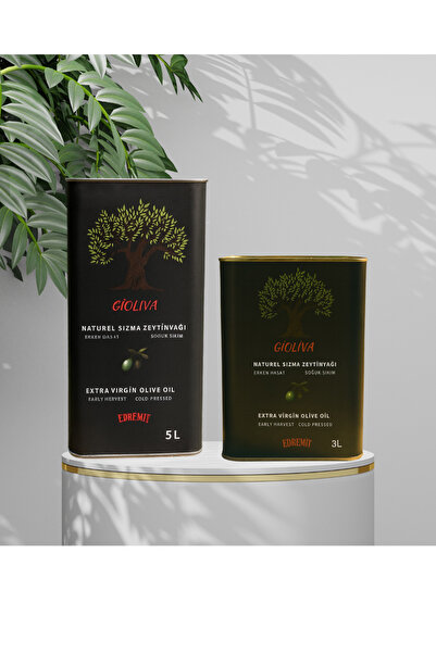 8 Lt Avantaj Seti Natürel Sızma Zeytinyağı (5 Lt + 3 Lt) Erken Hasat Soğuk Sıkım
