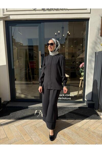 Babil Butik 2601-3007 Detailed Women's Suit Black